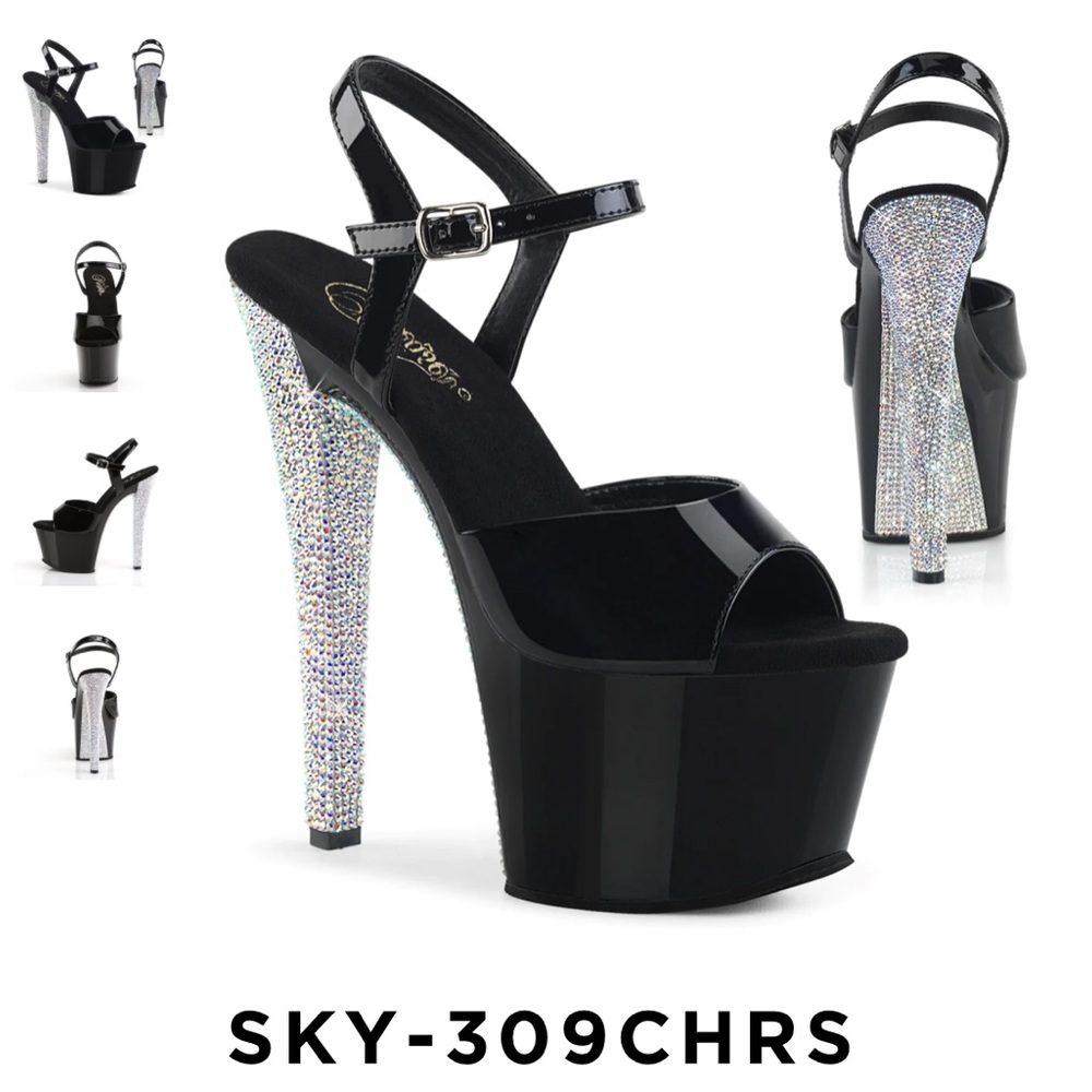 7” Pleaser Shoes with rhinestone stiletto